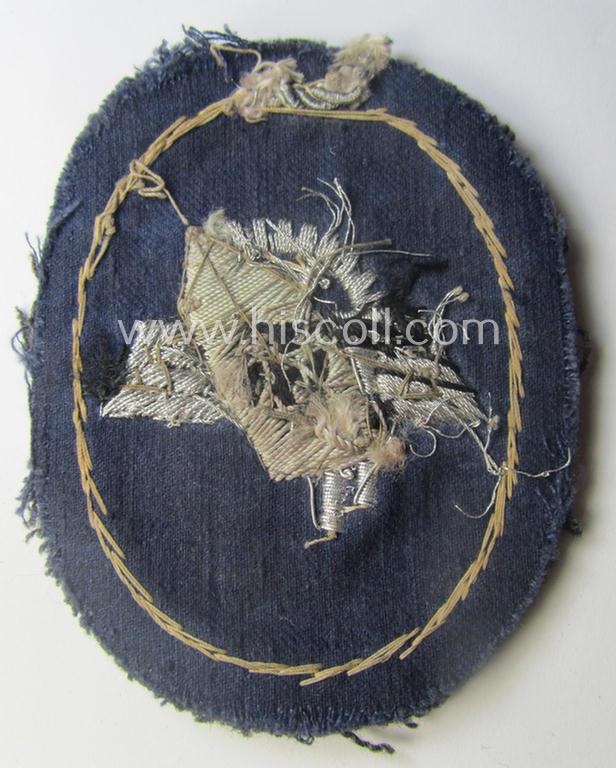 Attractive - and most certainly scarcely encountered! - neatly hand-embroidered so-called: 'Werkschutzdienst' (or: 'WSD') arm-badge (being an example that was as presumably intended for officer-usage)