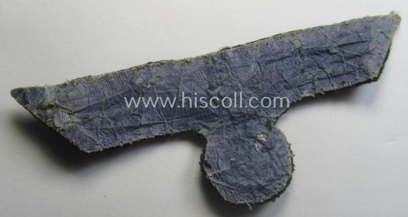 WH (Heeres) officers'-type, hand-embroidered breast-eagle (ie. 'Brustadler für Offiziere') as was executed in bright-silverish-coloured braid as was intended for usage on the various officers'-pattern tunics