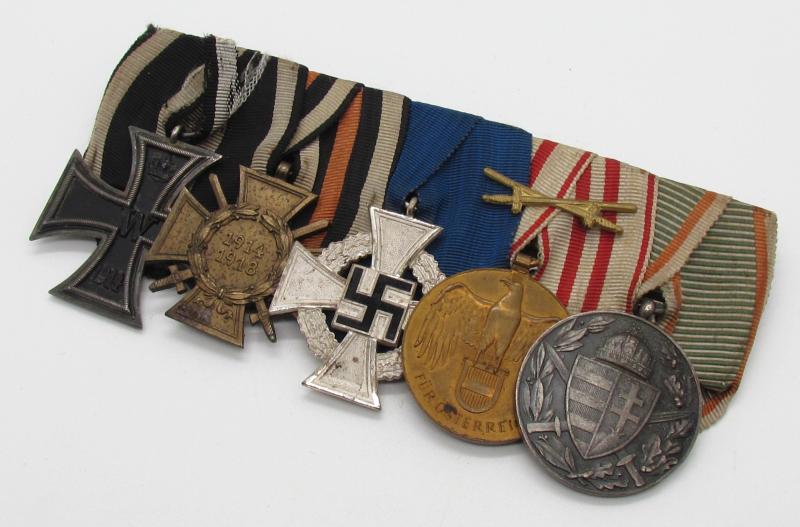German WWI & WWII Era Five piece medal bar in Case