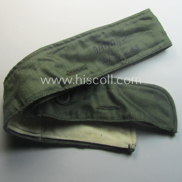 WH (Heeres o. Waffen-SS) greenish-coloured- and/or 'standard-issue'-pattern so-called: 'Kragenbinde' (or: uniform inner-collar) being a regular-issued- (and size- ie. maker- or 'RbN.'-marked marked!) example