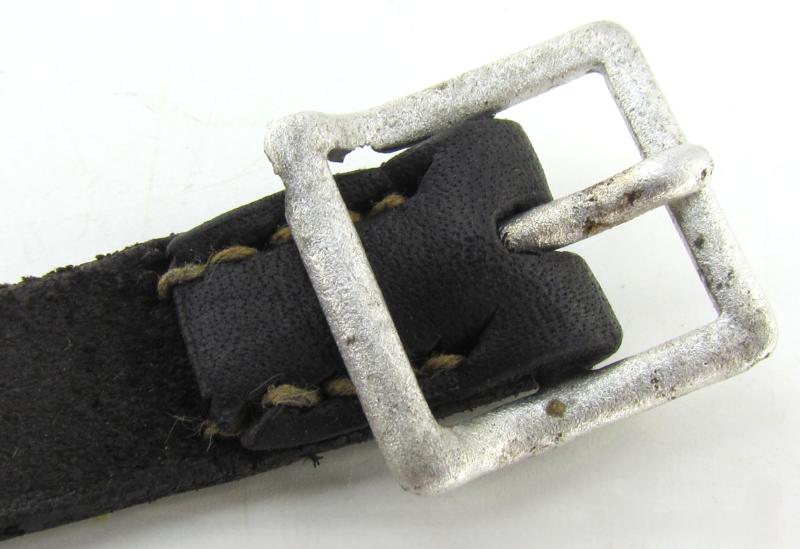 Early German helmet chin strap with aluminum buckle