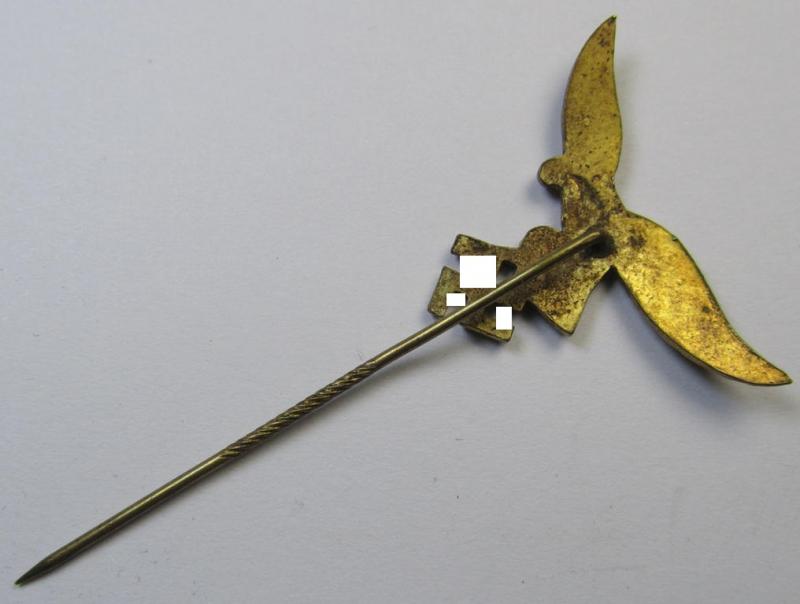 Bright-golden-toned lapel-pin (ie. 'Zivilabzeichen') to be worn on the civil attire as was intended for usage by the various staff-members of the 'Luftwaffe' (depicting an early-pattern- ie. 'down-tailed'-eagle)