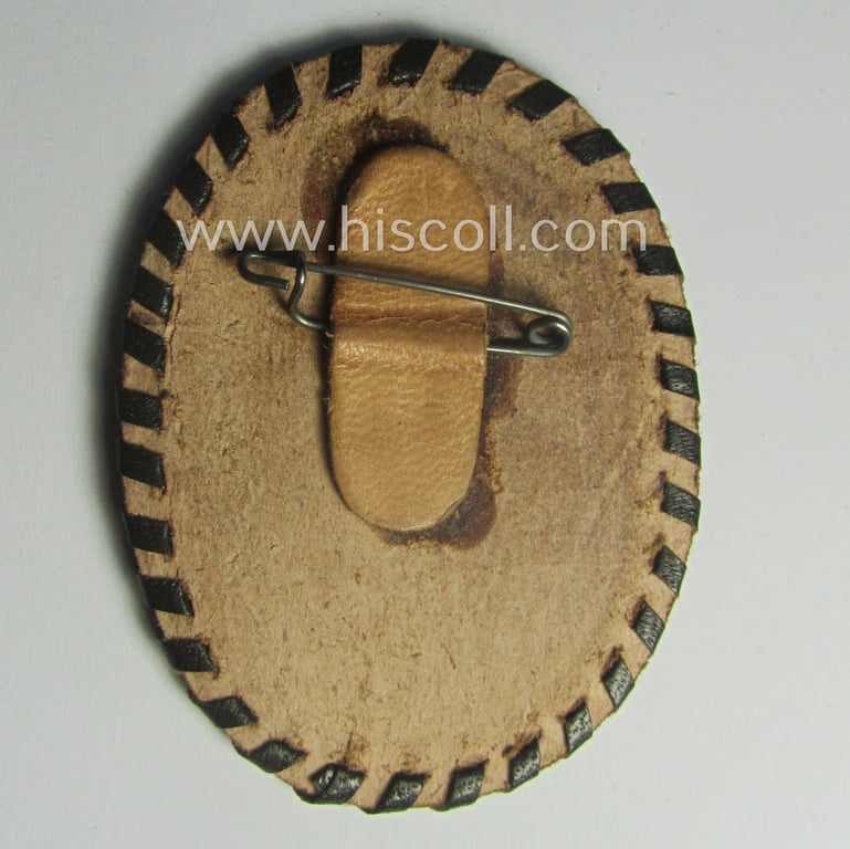 Commemorative - unusually leather-based! - N.S.D.A.P.-related 'tinnie' being a non-maker-marked example depicting a detailed Reichsadler-device coupled with the text: 'Gautag Hessen-Nassau - Darmstadt 1935'