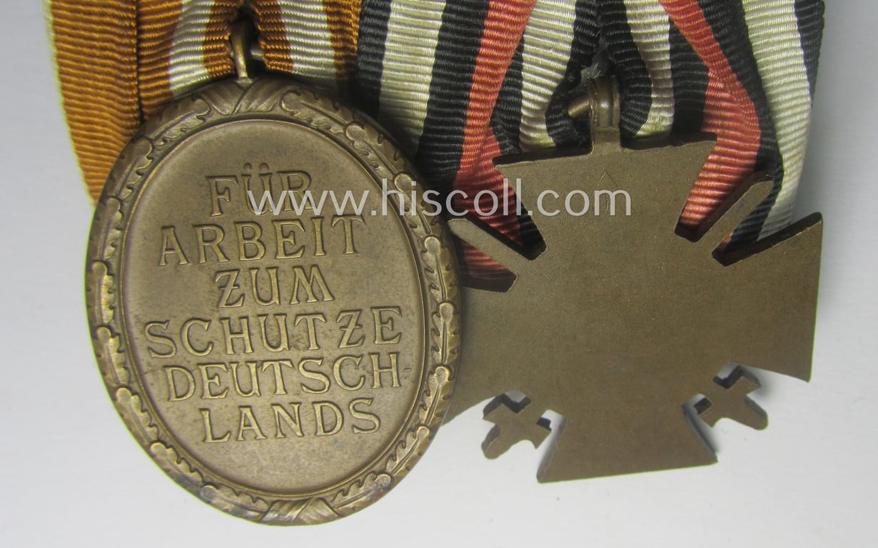 'Orden- o. Doppelspange' depicting a: 'Kriegsteilnehmerkreuz mit Schwn.' and a: 'Deutsches Schutzwall Ehrenzeichen' (aka: 'Westwall'-medal)