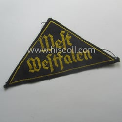 Truly used and/or worn 'HJ' ('Hitlerjugend') district-triangle (ie....