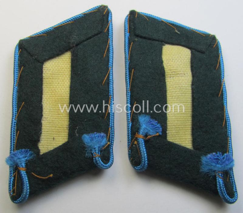 Superb - and fully matching and/or scarcely encountered! - pair of WH (Heeres) hand-embroidered, high-ranked officers'-type collar-patches as was intended for - and with certainty worn by! - a: 'Wehrmachtsbeamte des höheren Dienstes'