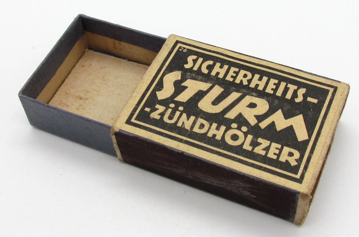 "Sicherheits-Sturm-Zündhölzer"  ( safety storm matches-empty )