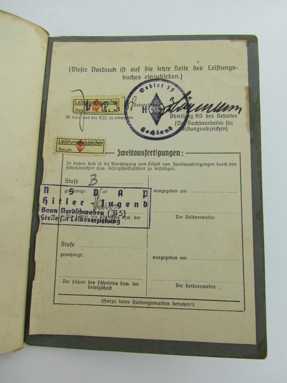 Deutsche Jungvolk (DJ) / Hitlerjugend (HJ) Leistungsbuch