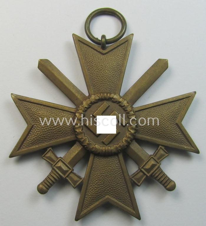 Neat medal-set: 'KvK 2. Klasse mit Schwertern' being a maker- (ie. '87'-) marked (and just minimally used) specimen by the maker- (ie. 'Hersteller') named: 'Roman Palme' and that comes as issued and found