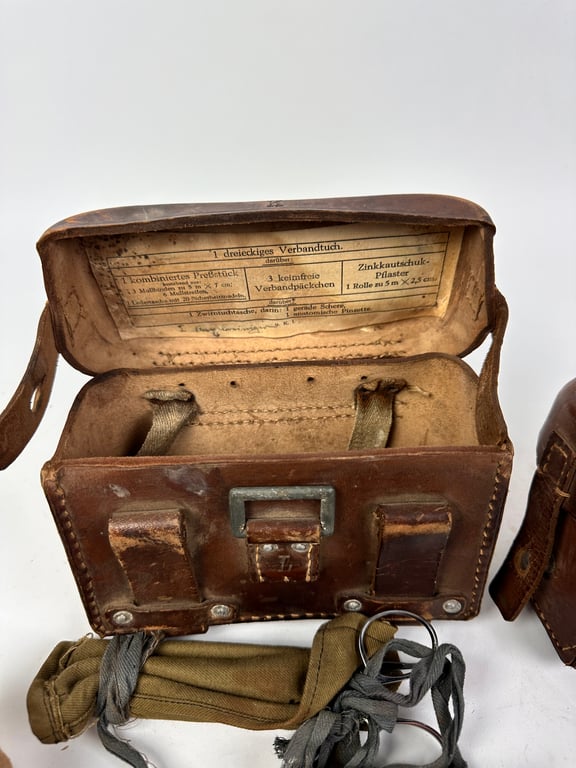 Original German WWII Set Matching Medical Pouches For Stretcher Bearer (Kragenträger)