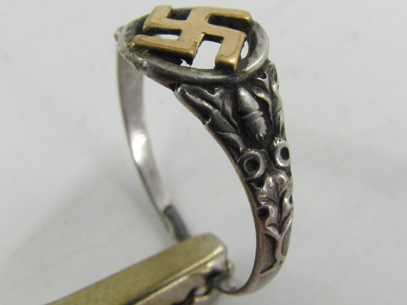 NSDAP Swastika Ring Silver Nazi Party Member