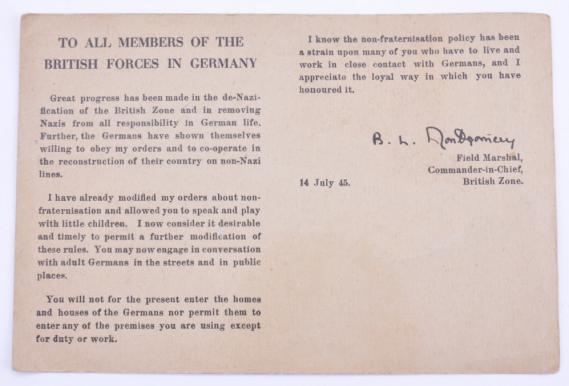 British WW2 Letter 21th Army Group Montgomery