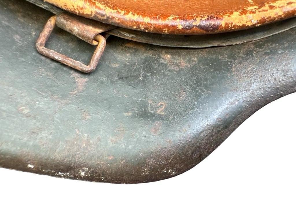 Wehrmacht M42 Camouflage Helmet in Tan Paint Captured in Normandy!