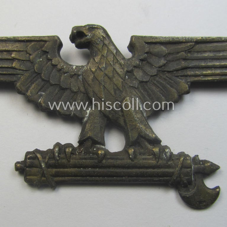 Superb, Italian Waffen-SS 'volunteer' visor-cap eagle as was specifically intended for usage by the soldiers of the: '29. Waffen-Grenadier-Div. der SS' ('Italienische Nr. 1' or: 'Legione SS Italiana')