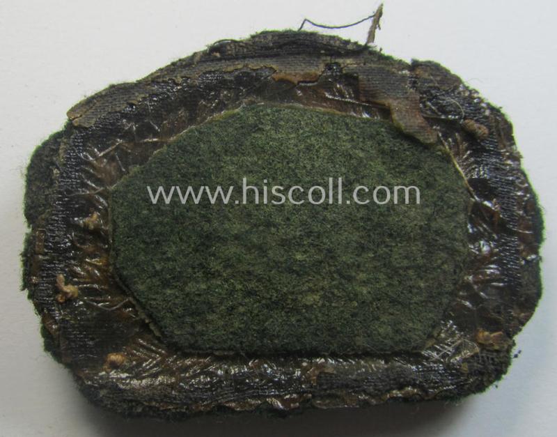 WH (Heeres) officers'-type, (entirely) hand-embroidered cap-cocarde (ie: 'Kokarde für Schirmmütze') that comes in an overall very nice - (I deem clearly used- ie. once-visor-cap-attached-), condition