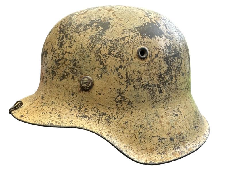 Wehrmacht M42 Camouflage Helmet in Tan Paint Captured in Normandy!