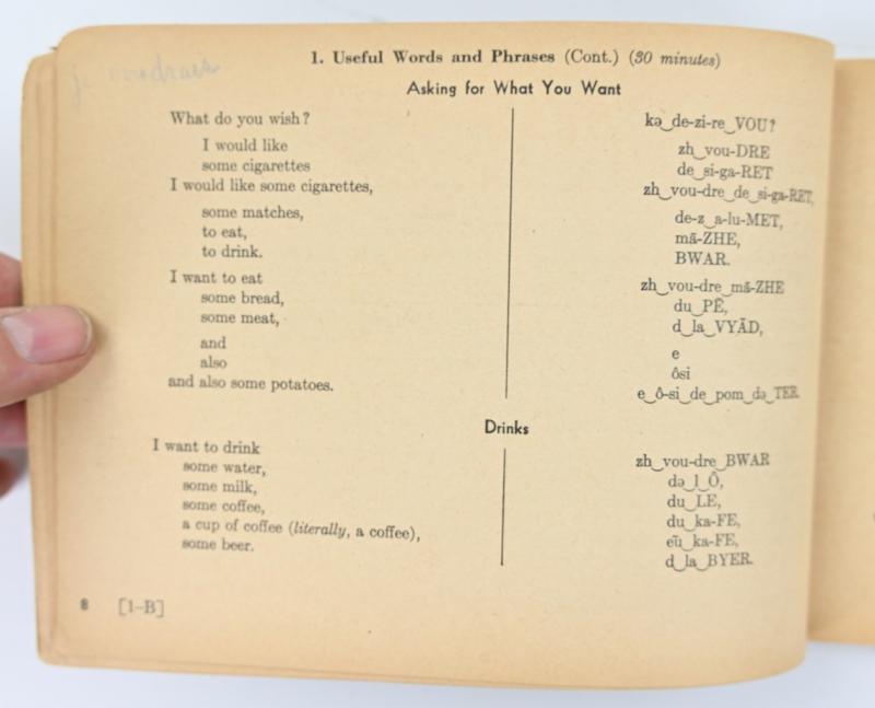 US WW2 Education Manual EM-500 'Spoken French'
