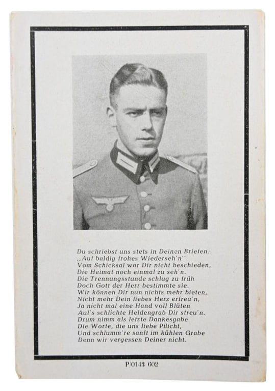 German WH Deathcard 'Lt.Hans Kurzmeier'