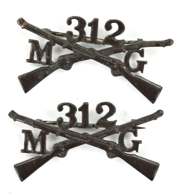 US WW1 312th MG Battalion officer collar rifles