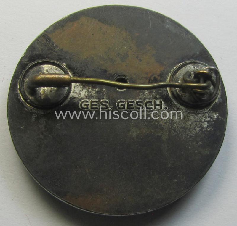 Attractive - albeit period-repaired - DRK (ie. 'Deutsches Rotes Kreuz' or German Red Cross) nurses'-helpers-badge entitled: 'Schwesternhelferin' (being an example that shows a clearly present 'Ges.Gesch.'-patent-pending marking on its back