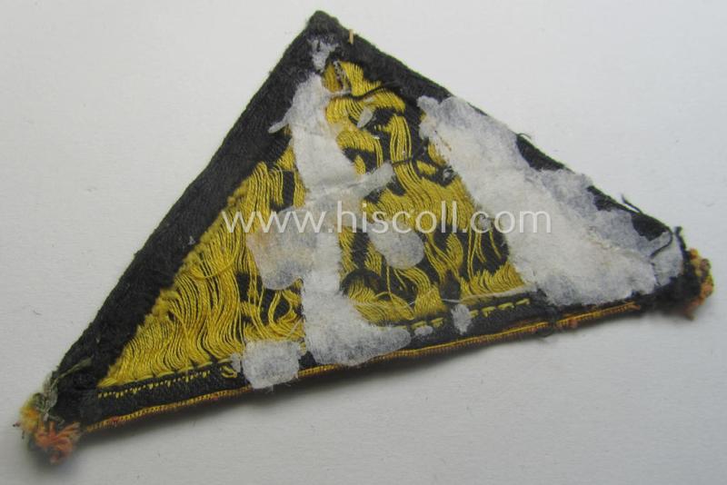 Early-pattern, 'HJ' ('Hitlerjugend') 'honorary'-district-triangle (ie. 'Gebietsdreieck') entitled: 'Nord Nordsee' (having a bright-golden-toned 'honorary rank-stripe' attached, signifying HJ-membership before 1933)