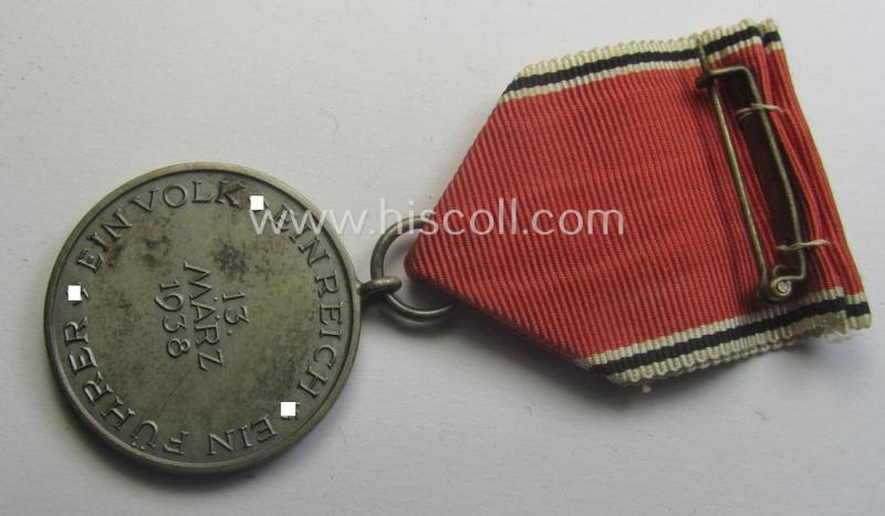 WH Austrian-occupation- (ie. 'Anschluss'-) medal: '13. März 1938' being a very attractive (albeit somewhat tarnished) example that comes stored in its bright-red-coloured- and/or typical non-maker-marked etui as issued