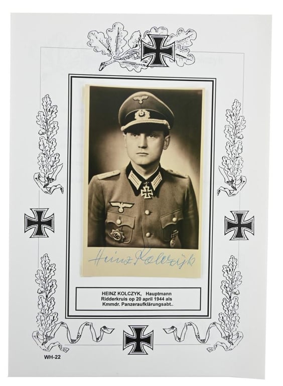 Signature of Wehrmacht Heer KC Recipient 'Heinz Kolczyk'