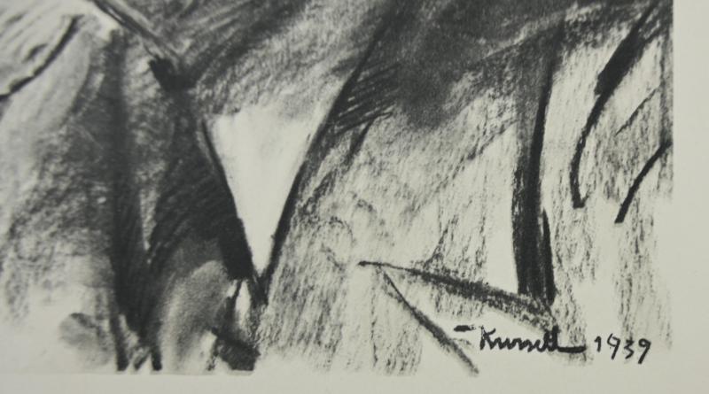 German Adolf Hitler Charcoal Drawing Litho Print