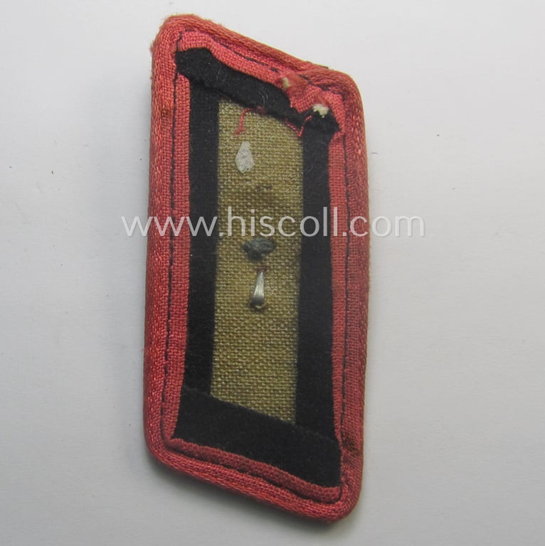 Mid- (ie. later-) war-period - albeit regrettably single! - WH (Heeres) black-coloured, woolen-based- and/or bright-pink-piped: 'Panzer'-collar-tab having a zinc- (ie. 'Feinzink'-) based 'Totenkopf' (ie. skull) attached