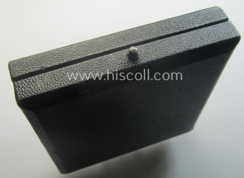 Greyish-silver-toned, 'Reichsnährstand'- (ie. 'RNSt.'-) related, commemorative-award-plaque entitled: '4. Reichsnährstands-Austellung - Blut und Boden - München 1937 - ungesalzene Butter' and that comes stored in its period etui