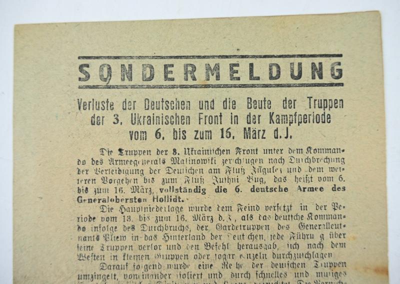 Russian WW2 Droppingsflyer 'Sondermeldung'