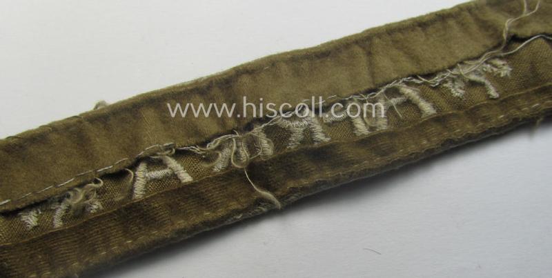 WH cuff-title (ie. 'Ärmelstreifen') entitled: 'Afrika' (being a minimally shortened example that comes in an overall very nice- (ie. issued and clearly worn ie. once tunic-attached-), condition