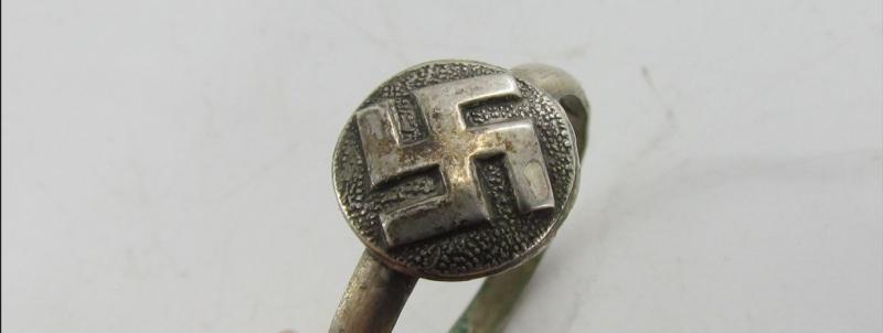 NSDAP Swastika Ring Silver Nazi Party Member