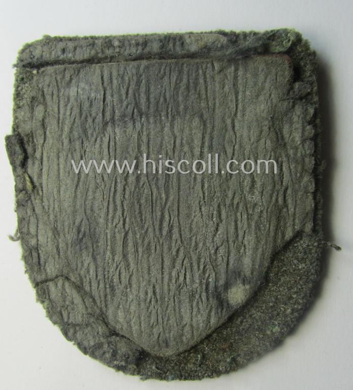 WH (Heeres ie. Waffen-SS) 'Kuban'-campaign-shield that comes mounted onto its original field-grey-coloured- and/or woolen-based 'backing' as issued and/or used