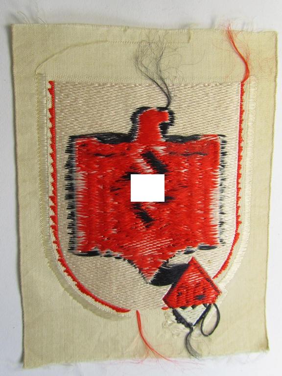 Superb example of a neatly machine- (ie. 'BeVo'-) woven NSRL- (ie. 'NS Reichsbund für Leibesübungen'-related sports'-tunic-patch as was specifically intended for usage by member witin the AO- (or: 'Ausland Organisation')