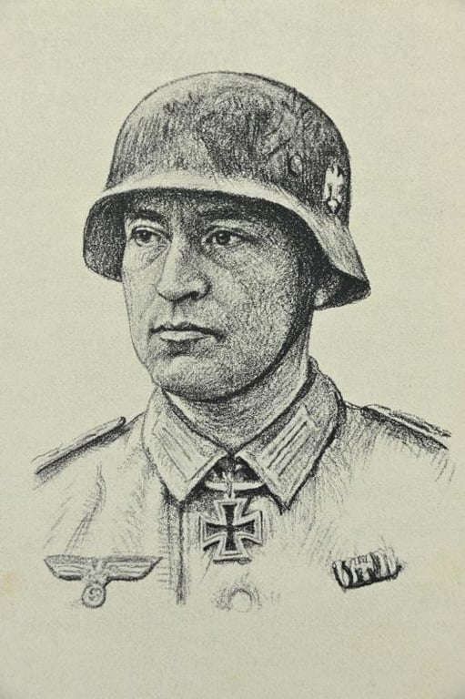 German WH Postcard Knight's Cross Recipient 'Gustav Krutemeier'