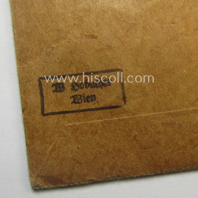 Medal-set: 'Deutsches Schutzwall Ehrenzeichen' (aka: 'Westwall'-medal) being a (typical) non-maker-marked- and/or: typical 'Buntmetall'-based specimen that comes packed in its original pouch of issue by the: 'Wilh. Hobacher'-company