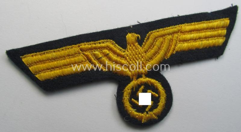 WH (Kriegsmarine) breast-eagle (ie. 'Brustadler für Mannschaften u. Uffz. der Kriegsmarine') being a 'standard-pattern'- and neatly machine-embroidered example that comes in a 'virtually mint- ie. unissued' condition