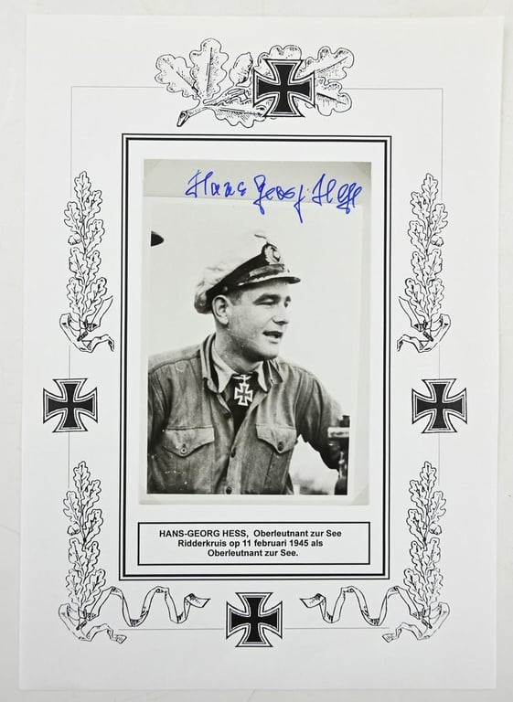 Signature of Kriegsmarine KC Recipient 'Hans-Georg Hess'