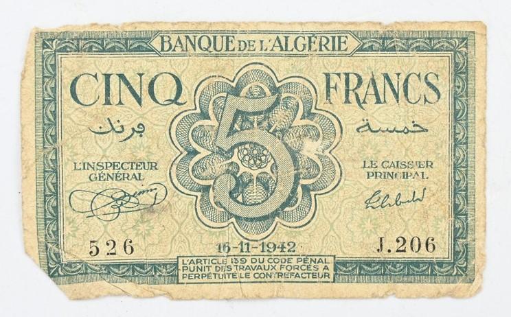 Algerian WW2 Banknotes