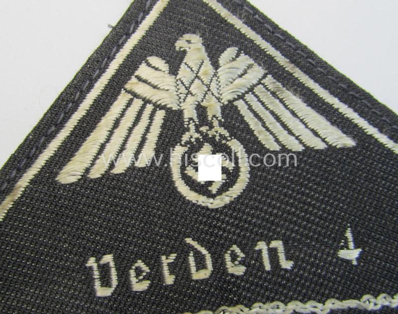 Attractive, German Red Cross (ie. 'Deutsches Rotes Kreuz' or 'DRK') greyish-coloured- and/or (typically) triangular-shaped arm-eagle entitled: 'Verden 4' as was executed in the neat 'BeVo'-weave pattern