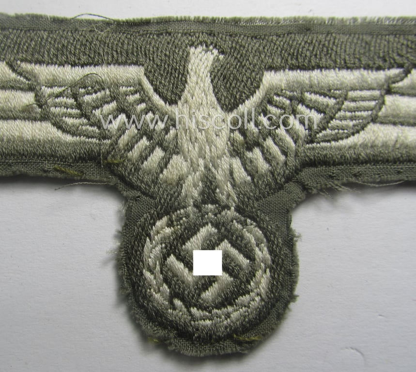 WH (Heeres) early- (ie. pre)-war-period- and/or greyish-white-coloured breast-eagle of the so-called: 'M37-pattern' (ie. 'Brustadler für Mannschaften u. Uffz.') as was executed in the neat 'BeVo'-weave pattern