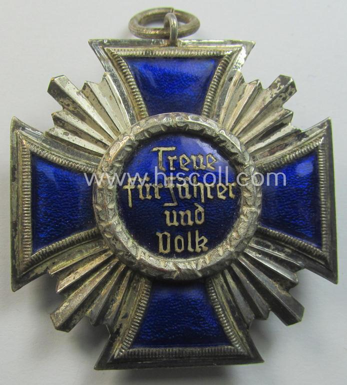Superb, 'N.S.D.A.P. Dienstauszeichnung in Silber' (ie. '2. Stufe für 15 Jahre t. D.') being a non-maker-marked- (and 'regular-weight') example that comes together with its period (regular-sized) ribbon as issued- and/or worn