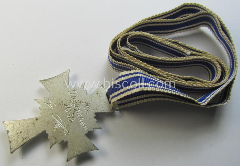 Superb, 'Ehrenkreuz der deutschen Mutter - zweite Stufe' being a non-maker-marked example that comes mounted onto its (large-sized!) ribbon and that comes in an overall very nice- (albeit minimally worn- ie. used-), condition