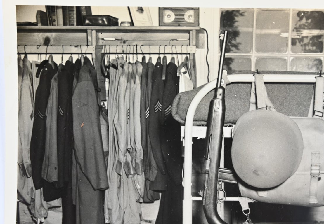 US WW2 Press Photo 'Side arms inspection'