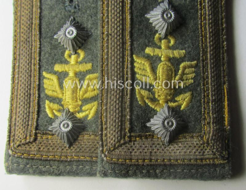 Fully matching pair of neatly 'cyphered'- (and I deem early- ie. mid-war-period), WH (Kriegsmarine) NCO-type shoulderstraps as was intended for usage by an: 'Oberfeldwebel eines Küsten-Artillerie-Rgts. o. Abtlgs.'