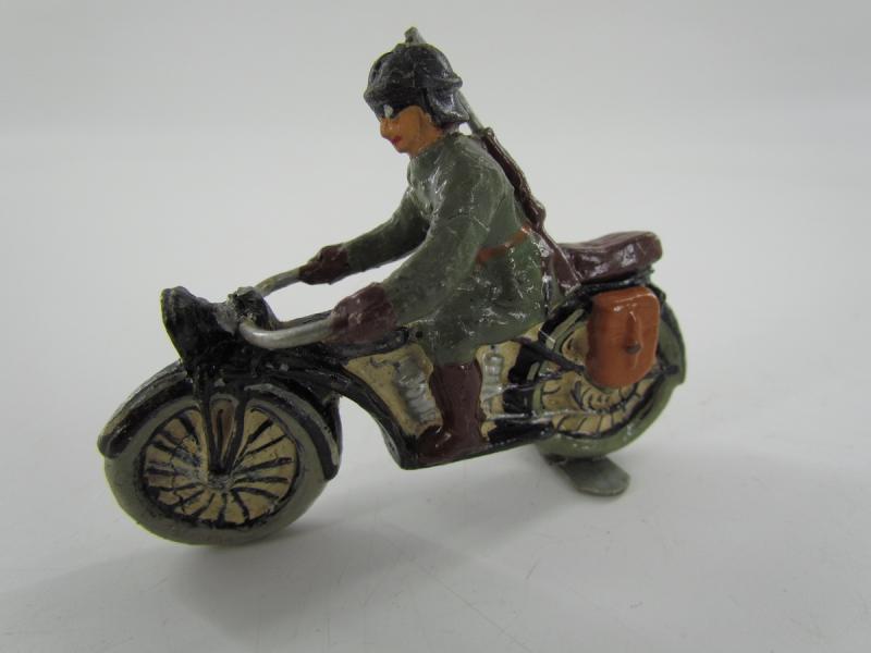 German Soldier On a Motor Bike ( Lineol )