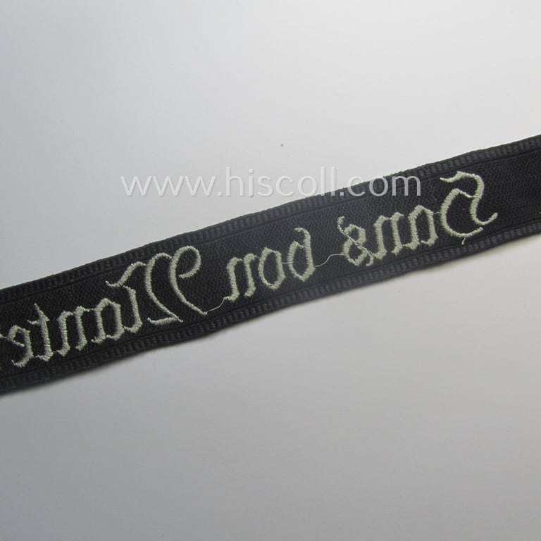 Superb, SA- (ie. 'Sturmabteilungen') honorary-cuff-title (ie. 'Ärmelstreifen') entitled: 'Hans von Manteuffel' (as was intended for SA-members serving within the: 'SA-Standarte Posen / SA-Gruppe Wartheland')