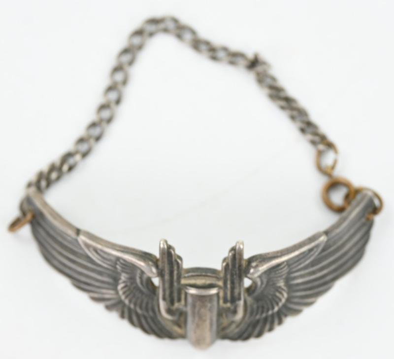 USAAF WW2 Bombadier Wings Sterling Silver Bracelet