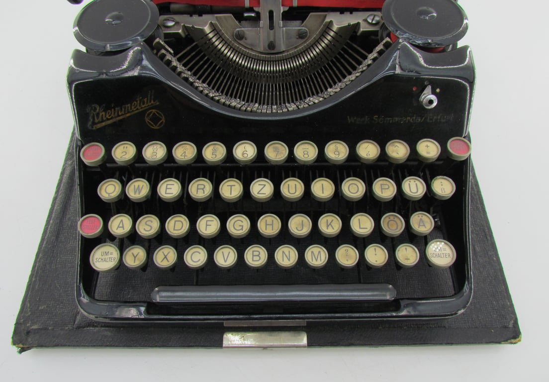 WWII Rheinmetall Typewriter with SS Key Complete with Case